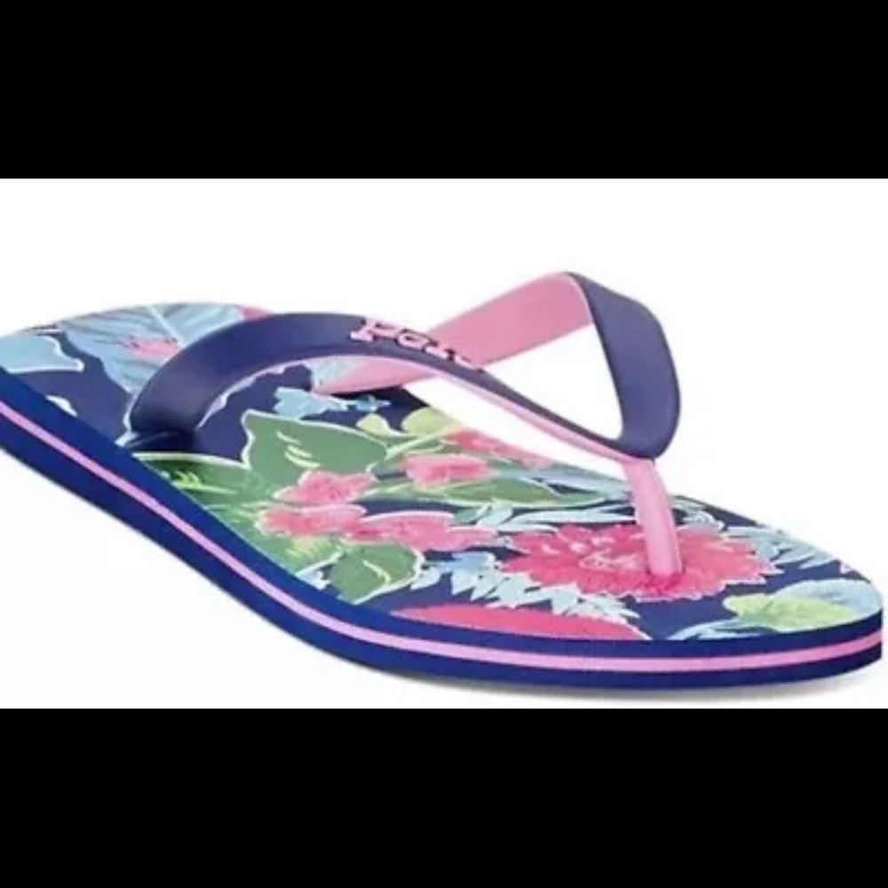 New! Polo Ralph Lauren Bolt Tropical Flip Flop Sandals Slides Men Size 12
